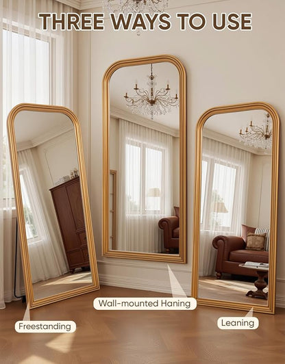 Antok 71"x32" Oversized Full Length Mirror, Extra Large Floor Mirror Freestanding or Wall-Mounted Mirror for Bedroom, Living Room, Cloakroom, Gold