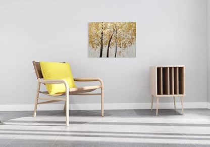 Yihui Arts Tree Painting with Gold Foil - Hand Painted Landscape Canvas Wall Art for Farmhouse Living Room, Bedroom, and Bathroom Decor