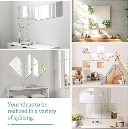 20x20 in Glass Wall Mirror for Bathroom Sink, 1Pcs HD Frameless Decorative Wall Mounted Mirror Tile for Bedroom, Vanity, Living Room, Entryway, Over Sink, Door, Home Gym, Wall Decor