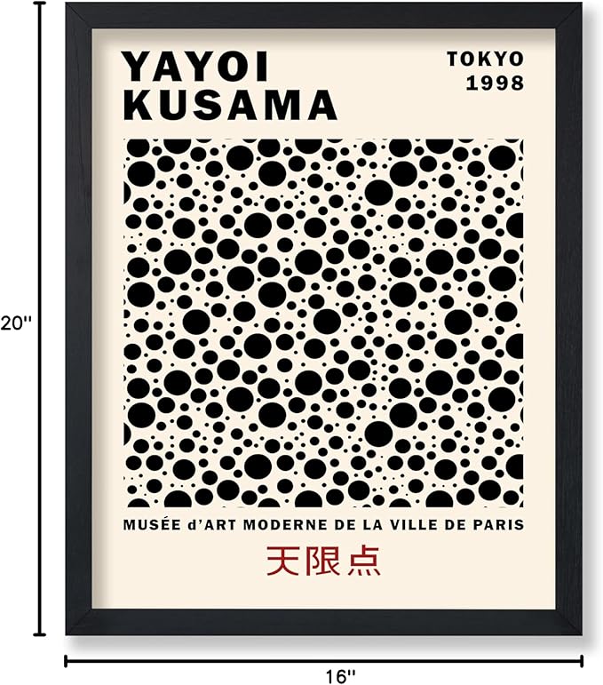 Poster Master Vintage Poster - Retro Pop Art Print - Gift for Artist, Friend - Black Dots, Tokyo, Ville de Paris, Modern, Abstract - Wall Decor for Home, Office, 16x20 Black Framed