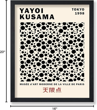 Poster Master Vintage Poster - Retro Pop Art Print - Gift for Artist, Friend - Black Dots, Tokyo, Ville de Paris, Modern, Abstract - Wall Decor for Home, Office, 16x20 Black Framed