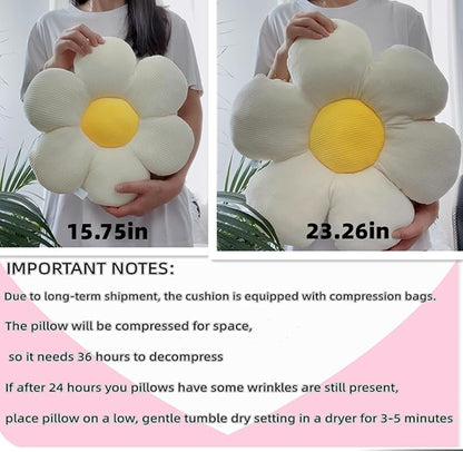 Flower Pillow Yellow Round Throw Pillows Cute Daisy Decorative Pillow for Bed, Sofa, Couch. Yellow Round Cushion Seating Home Decorative