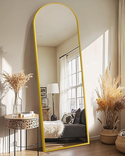 Delma Full Length Mirror, Large Floor Mirror for Wall, Bedroom, Bathroom, Living Room with Aluminium Frame (Stand, Arch 56x15-Gold)