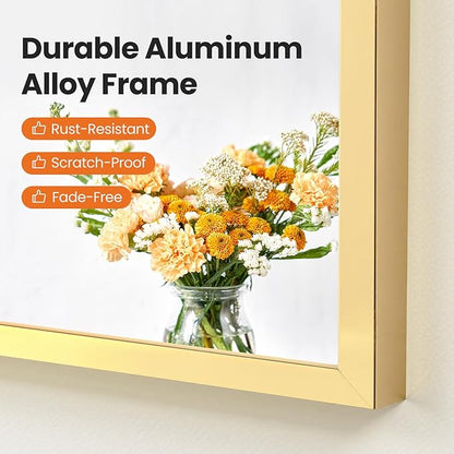 Sweetcrispy 38"x30" Arched Gold Bathroom Mirrors for Wall, Bathroom Mirrors for Over Sink, Metal Framed with HD Shatter-Proof Glass for Entryway, Living Room, Bedroom, Home Decor