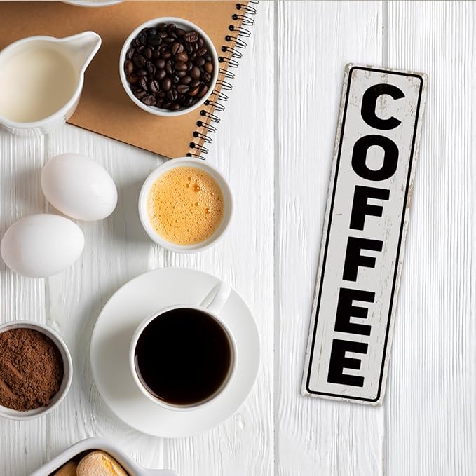 Coffee Wall Art, Retro Metal Tin Sign, Bakery Signs, Vintage Home Decor for Kitchen Bar, Coffee Corner Decoration Accessories, 15.8x4 Inches