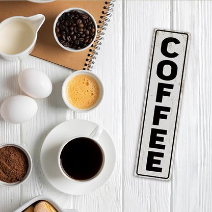 Coffee Wall Art, Retro Metal Tin Sign, Bakery Signs, Vintage Home Decor for Kitchen Bar, Coffee Corner Decoration Accessories, 15.8x4 Inches