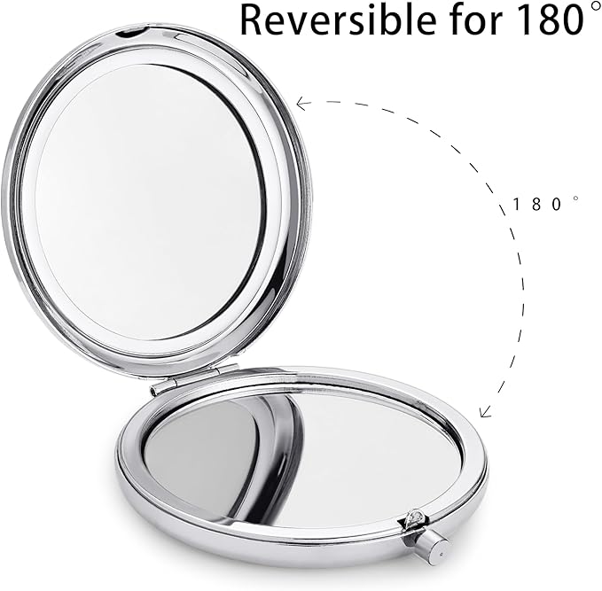 Compact Mirror for Purse, Metal Round Shell, Double-Sided 1X/2X Magnifying, Portable Travel Small Makeup Mirror, Mini Pocket Mirror, Sliver, 18 Pack