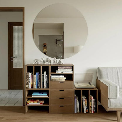 Round Glass Mirror, Suitable for bedrooms, Living Rooms, Dressing Tables, entryways, Above Sinks,Gyms, etc, 20-inch Glass Mirror Block (1 piece),high-Definition wall Mirror, Adhesive Mirror.