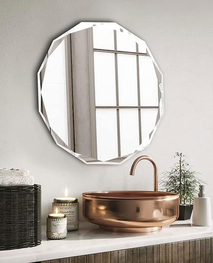 Bathroom Mirrors for Over Sink, Round Frameless Mirrors for Wall, 30x30 Inch Beveled Bathroom Mirror, Bathroom Vanity Circle Mirror for Bedroom Living Room Entryway Home Decor