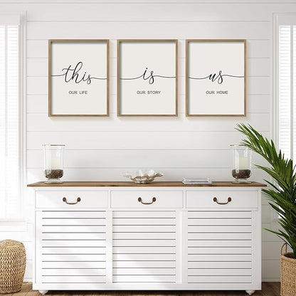 Heiple This is Us Wall Decor 11"x14" Framed Wooden Wall Sign for Home Decor Farmhouse Vintage Rustic Living Room Minimalist Family Wall Art (Brown)
