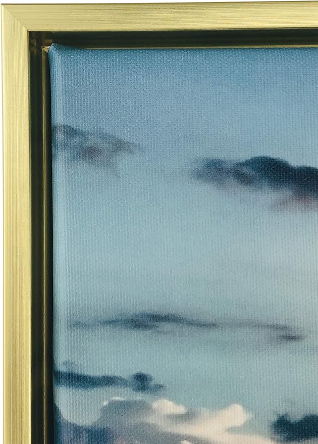 Wieco Art Framed Art Sea Waves Canvas Prints Wall Art Abstract Seascape Paintings for Living Room Home Decorations Large Framed Canvas Art Sea Artwork Golden Frame