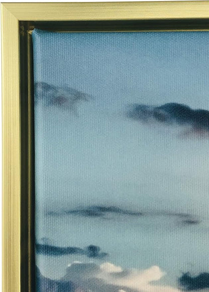 Wieco Art Framed Art Sea Waves Canvas Prints Wall Art Abstract Seascape Paintings for Living Room Home Decorations Large Framed Canvas Art Sea Artwork Golden Frame