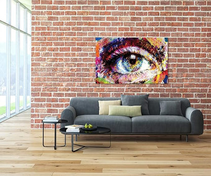 Graffiti Paintings Canvas Colorful Wall Art Living Room Decor Eye Pictures Contemporary Home Decor Modern Artwork Posters and Prints Framed Gallery Wrapped Ready to Hang - 28x44 inch