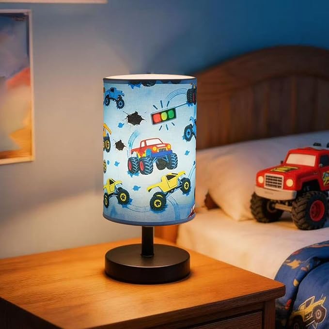 Monster Truck Room Decor, Car Lamp 3-Color Small Linen Desk Lamp, 10 x 5.12 Inch with Integrated LED, Kids Lamps for Bedrooms Boys, Living Lighting Table Lamps Home Decoration (Racing Car)