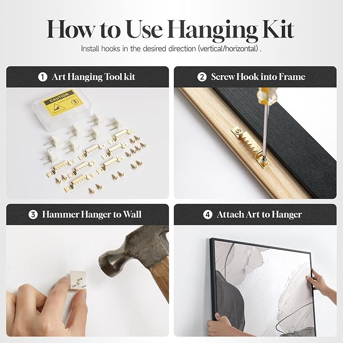 Large Framed Black and White Gray Abstract Wall Art for Living Room, 3 Piece Modern Canvas Prints Paintings Artwork for Walls, Grey Abstract Pictures for Hallway Office Wall Decor 24x36 In