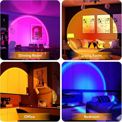Bavcieu Sunset Lamp Projector Led Lights with APP, Push Button Control Night Light RGB Lights Sun Light Sunrise Lamp 360° Rotation Mood Lighting Home/Room Decor Gifts for Women,Desktop Multicolor