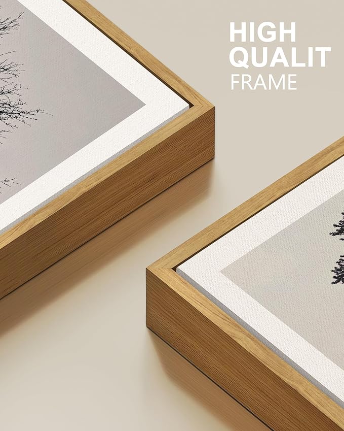 Drsoum Vintage Black Gray Tree Wall Art Framed Antique Retro Forest Prints Modern Rustic Artwork Bedroom Farmhouse Ready to Hang 12x16in Natural Framed