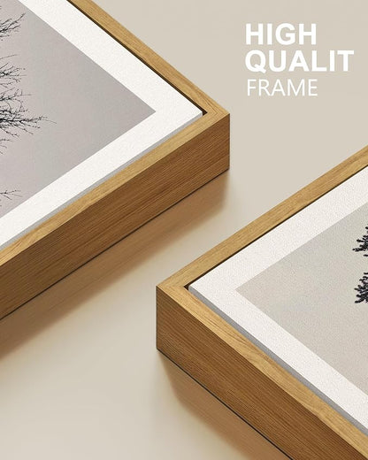 Drsoum Vintage Black Gray Tree Wall Art Framed Antique Retro Forest Prints Modern Rustic Artwork Bedroom Farmhouse Ready to Hang 12x16in Natural Framed