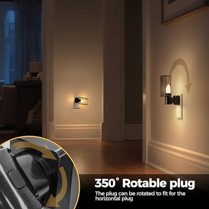 DORESshop LED Night Light Plug in, [2 pack] Night Lights Plug into Wall, Dusk-to-Dawn Sensor, Vintage Farmhouse Decor, 3 Level Brightness Adjustable, Dimmable Nightlights for Adults, Bathroom, Hallway