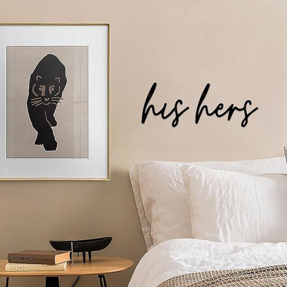 ESTART 2 Pieces Black His and Hers Sign Metal Wall Art Metal Letters Decor for Home Indoor Outdoor Bedroom Living room Bathroom Gifts for Familiy (His and Hers)