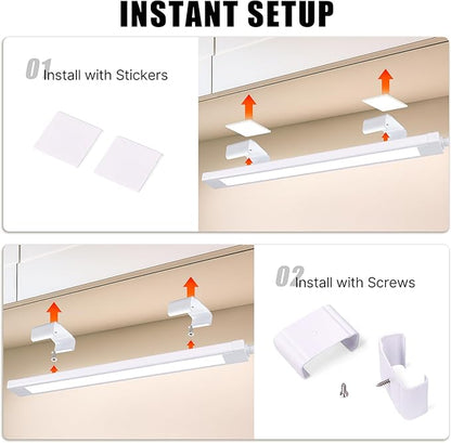 3 Pack Plug in Under Cabinet Lighting for Kitchen, 6500k Bright Under Counter Lights for Shelf/Workbench/Bookshelf/Over Sink, 14inch Linkable 110V LED Light Bar
