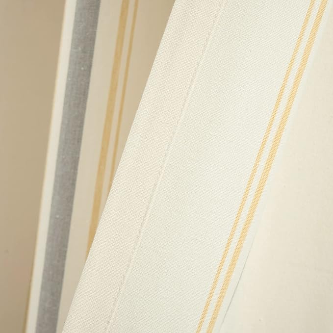 Lush Decor Farmhouse Stripe Yarn Dyed Eco-Friendly Recycled Cotton Window Curtain Panel Pair, 42" W x 95" L, Yellow & Gray - Classic Modern Rustic Charm - Eco Friendly Cotton Fabric
