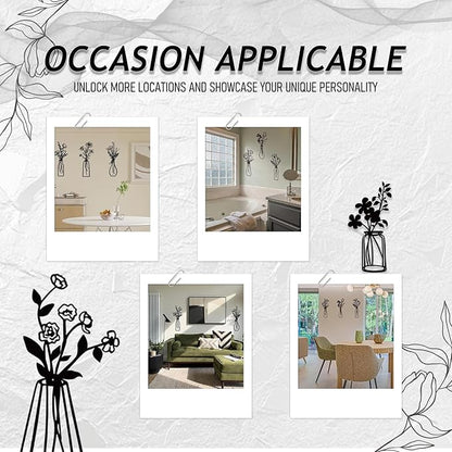 PAASTAI 3 Pieces Metal Flowers Wall Art - Minimalist Farmhouse Wall Hanging Decor for Living Room, Bedroom, Kitchen, Bathroom, Hallway - Floral Home and Office Decor (DK-02)