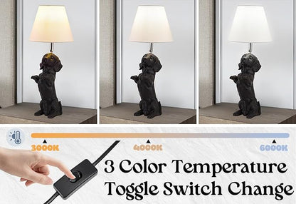 Black Dachshund Dog Table Lamp Creative Puppy Resin Desk Lamp Farmhouse Dachshund Pet Animals Nightstand Lamp for Bedroom Living Room Children’s Room Office Cafe
