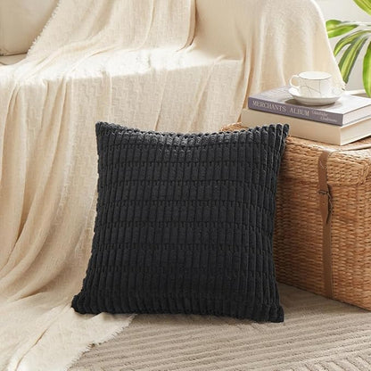 Fancy Homi 4 Packs Decorative Throw Pillow Covers for Living Room Couch Bed, Modern Farmhouse Boho Home Décor Accent Cushion Case, 24" x 24", Black