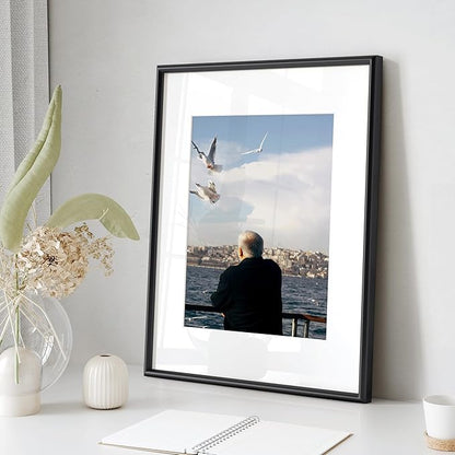Fun Memories 16x20 Aluminum Picture Frame Black, 16"x20" Frame for Wall with Real Glass, 16 x 20 Black Metal Frame, 16x20 Picture frame Matted to 11x14