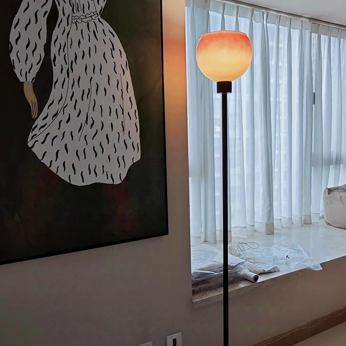 Bofea-Vintage Orange Floor Light,Bauhaus Style Mushroom Floor Lamp,Mid-Century Glass Tall Standing Lamp with Gradient Orange Glass Shade Modern Tall Lights for Living Room Bedroom Reading Lighting