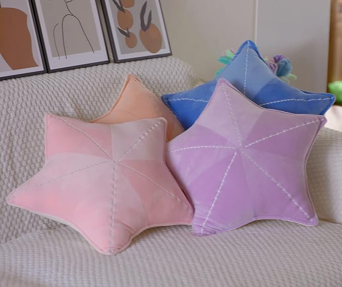 Starfish, Shell Plush Pillow, Car & Waist Cushion, Interesting Characteristic Chair Cushion (Star Pink, 19.6in)
