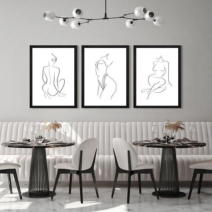 Minimalist Line Wall Art Woman Body Outline Wall Art Prints Women Figure Drawing Painting Body Line Wall Decor Female Wall Art Abstract Woman Silhouette Canvas Art Aesthetic 12x16x3 Inch Framed