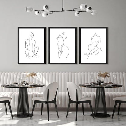 Minimalist Line Wall Art Woman Body Outline Wall Art Prints Women Figure Drawing Painting Body Line Wall Decor Female Wall Art Abstract Woman Silhouette Canvas Art Aesthetic 12x16x3 Inch Framed