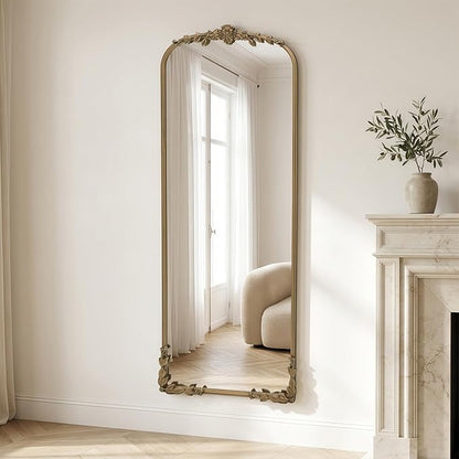 Besdomus Vintage Full Length Mirror: 21''x56'' Matt Gold Baroque Antique Floor Long Body Mirror - Traditional Ornate for Bedroom/Cloakroom/Dressing Room/Entryway/Wall - Ideal for Fashion Women