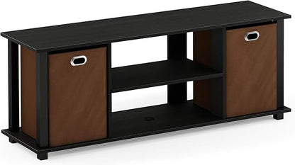 FURINNO Econ Entertainment Center, Americano/Black/Brown 42 Inch TV Size