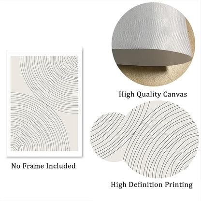 Minimalist Circle Geometric Line Art Boho Wall Art Set of 3 Neutral Abstract Canvas Painting Pictures Boho Prints Wall Art Unframed Artwork Posters for Bedroom Living Room Wall Decor 12X16 Inch