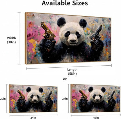 Sorbrozo Abstract Panda Canvas Wall Art - Vibrant Pop Art Animal Painting with Colorful Brushstrokes Modern Frame Wall Decor for Living Room Bedroom 30x58in