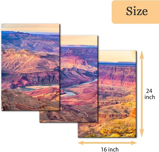 Pacimo Framed Canvas Print Wall Art Grand Canyon National Park Pictures Painting Prints on Canvas Nature Wilderness Landscape Wall Decor for Living Room Bedroom Office Ready to Hang - 16"x24"x3