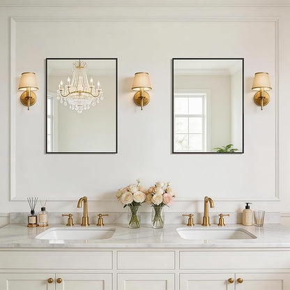 DESBING Black Bathroom Mirror 2 Pack 18x24 Inch, Shatter-Resistant Wall Mirror with Durable Frame, Modern Decor for Entryway/Bathroom/Living Room – Horizontal/Vertical