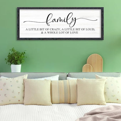 AuraPeak Family Wall Decor For Family A Little Bit Of Crazy Sign Hallway Entryway Horizontal Home Modern Positive Farmhouse Living Room Wall Hanging Art (Black 40"×15")