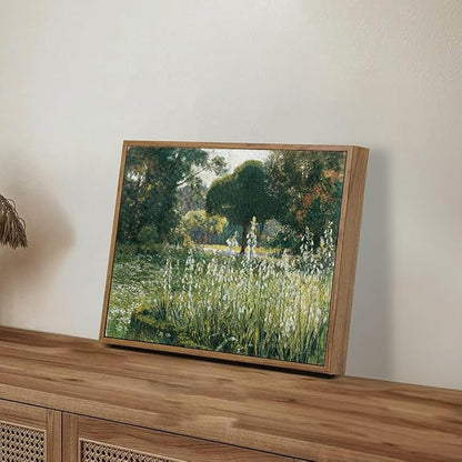 OIQArtOIQ Vintage Framed Wall Art Garden Landscape Canvas Art Prints Rustic Farmhouse Scenery Pictures Wall Decor Modern Cottagecore Paintings Artwork For Bedroom Bathroom Office Living Room