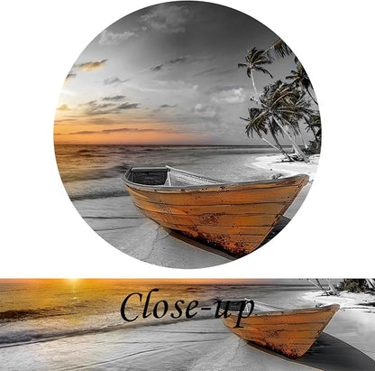 KREATIVE ARTS 24x48in Black and White Beach Sunset Seascape Canvas Prints - Ocean Landscape with Boat Tree Artwork, Natural Scenery Wall Art for Living Room, Bedroom, Office Decor