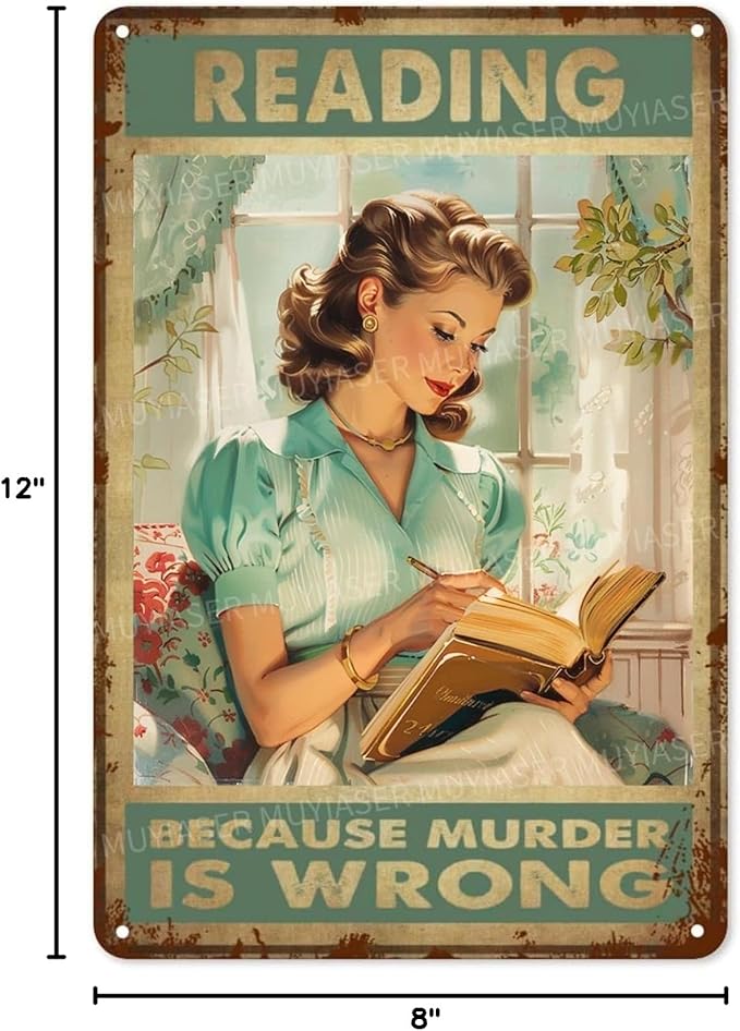 Metal Signs Reading Because Murder Is Wrong Vintage Signs Retro Aluminum Tin Sign for Toilet Washroom Garden Home Bar Cafe Decor 8x12 Inch