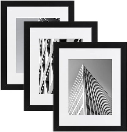 ELSKER&HOME 16x20 Picture Frame,Photos 11x14 with mat or 16 x 20 without Mat,Black Poster Frame Set of 3, Include 3 Wall Art Prints, Horizontal and Vertical Wall Mounting