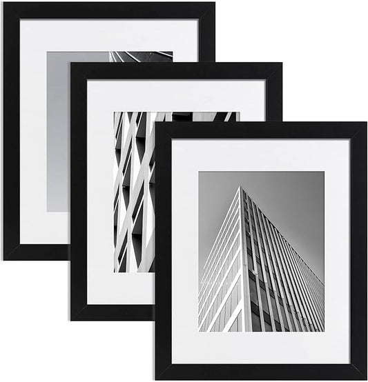 ELSKER&HOME 16x20 Picture Frame,Photos 11x14 with mat or 16 x 20 without Mat,Black Poster Frame Set of 3, Include 3 Wall Art Prints, Horizontal and Vertical Wall Mounting