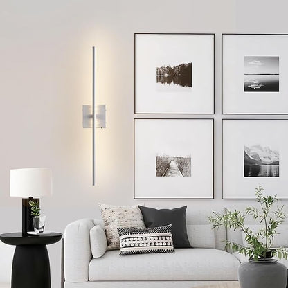 KARTOOSH Battery Operated Wall Sconces with Remote Control, Dimmable Wall Sconces Set of Two, 350°Rotate, 3000K LED Nickel Wireless Wall Light for Living Room, Hallway, Bedroom, 32.2 Inch (2 Pack)