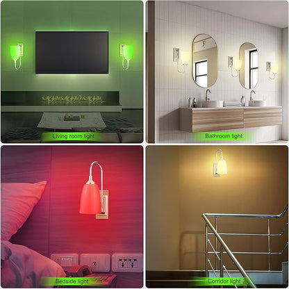 LUXSWAY Wall Sconce with 12 Color Changing,Wall Mounted Light, Wall Lamp Over Bed Headboard Light for Hallway Bedroom Home Decor, Dimmer & Timer Off -2Pack