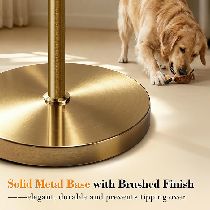 【Upgraded】 Dimmable Crystal Floor Lamps for Living Room, 1000LM LED Bulb Included, Standing Lamp with Knob Switch, Tall Gold Pole Light for Bedroom Nursery Office Corner Reading