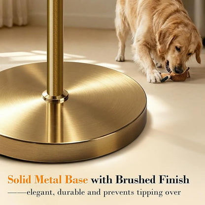 【Upgraded】 Dimmable Crystal Floor Lamps for Living Room, 1000LM LED Bulb Included, Standing Lamp with Knob Switch, Tall Gold Pole Light for Bedroom Nursery Office Corner Reading